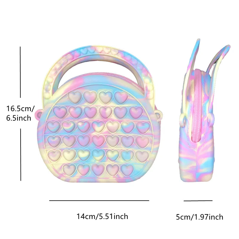 Pop Purse Silicone Sensorial Push Pop Bubble Bag Crossbody Bag Antistress Brinquedos Reliver Autismo Bolsa de Moedas para Crianças