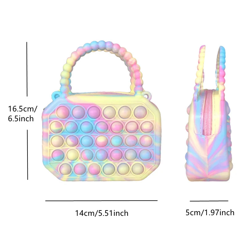 Pop Purse Silicone Sensorial Push Pop Bubble Bag Crossbody Bag Antistress Brinquedos Reliver Autismo Bolsa de Moedas para Crianças