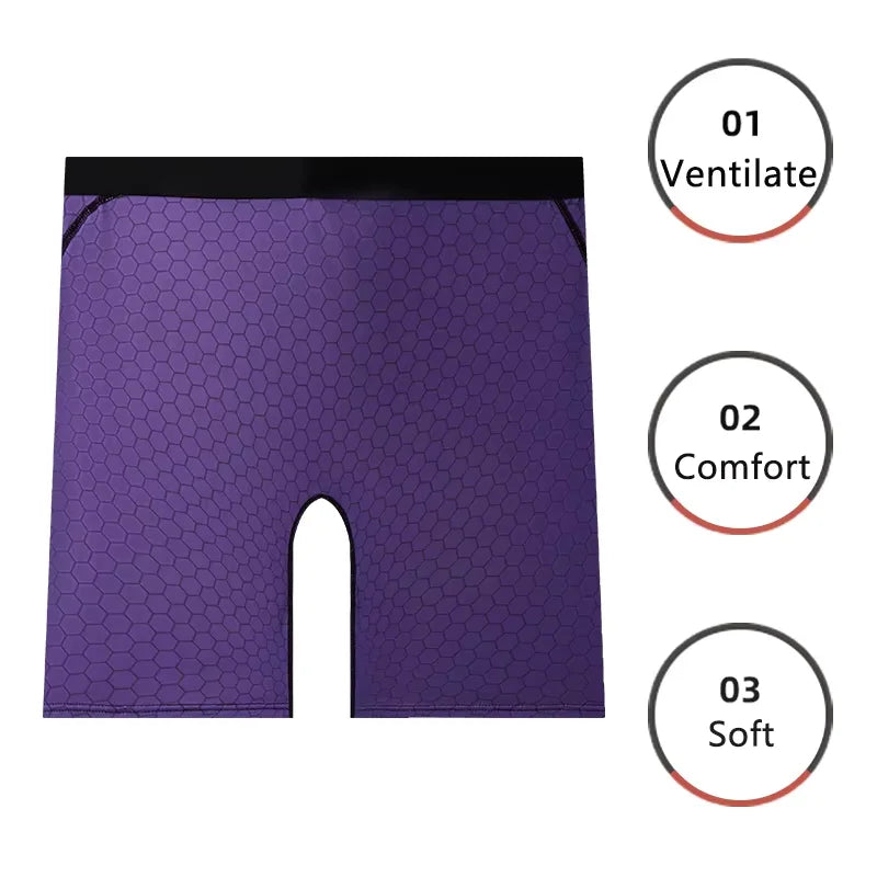 Homens Esporte Boxers Cuecas Cuecas Shorts Impressão Roxo ML XL Respirável Moda Fitness