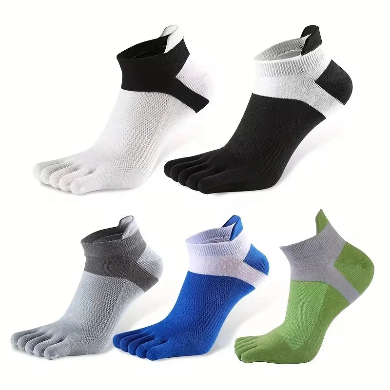 3 pares de meias esportivas masculinas confortáveis e respiráveis, design de algodão de 5 dedos, ideais para futebol, corrida, basquete e fitness