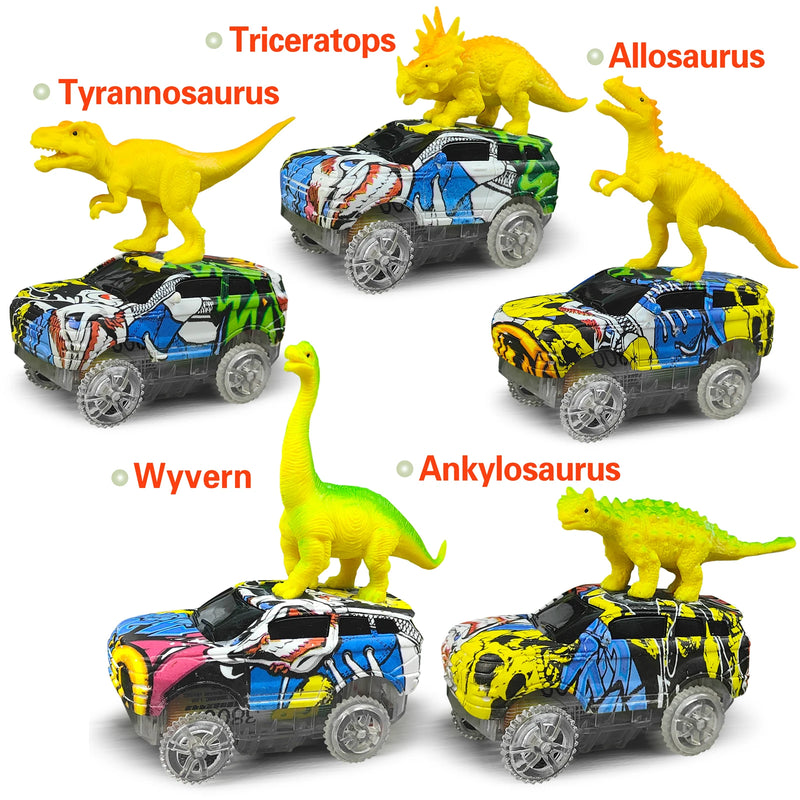 Carro de dinossauro elétrico de escalada mágica, conjunto de carro de brinquedo ferroviário, pista de corrida flexível, luz de flash, carro de brinquedo de alta qualidade para crianças