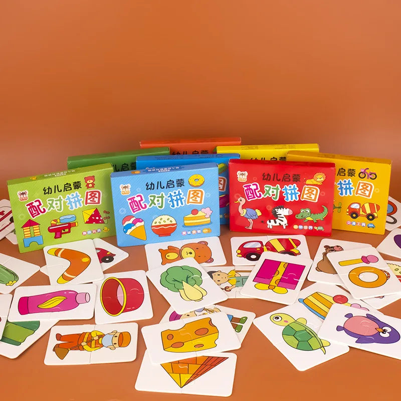 32 peças de quebra-cabeça de correspondência de cartas de iluminação, padrão de desenho animado para educação infantil, brinquedos cognitivos para meninos e meninas